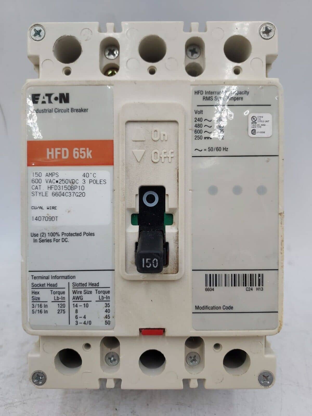 Eaton HFD3150BP10 Circuit Breaker — image 1 of 6