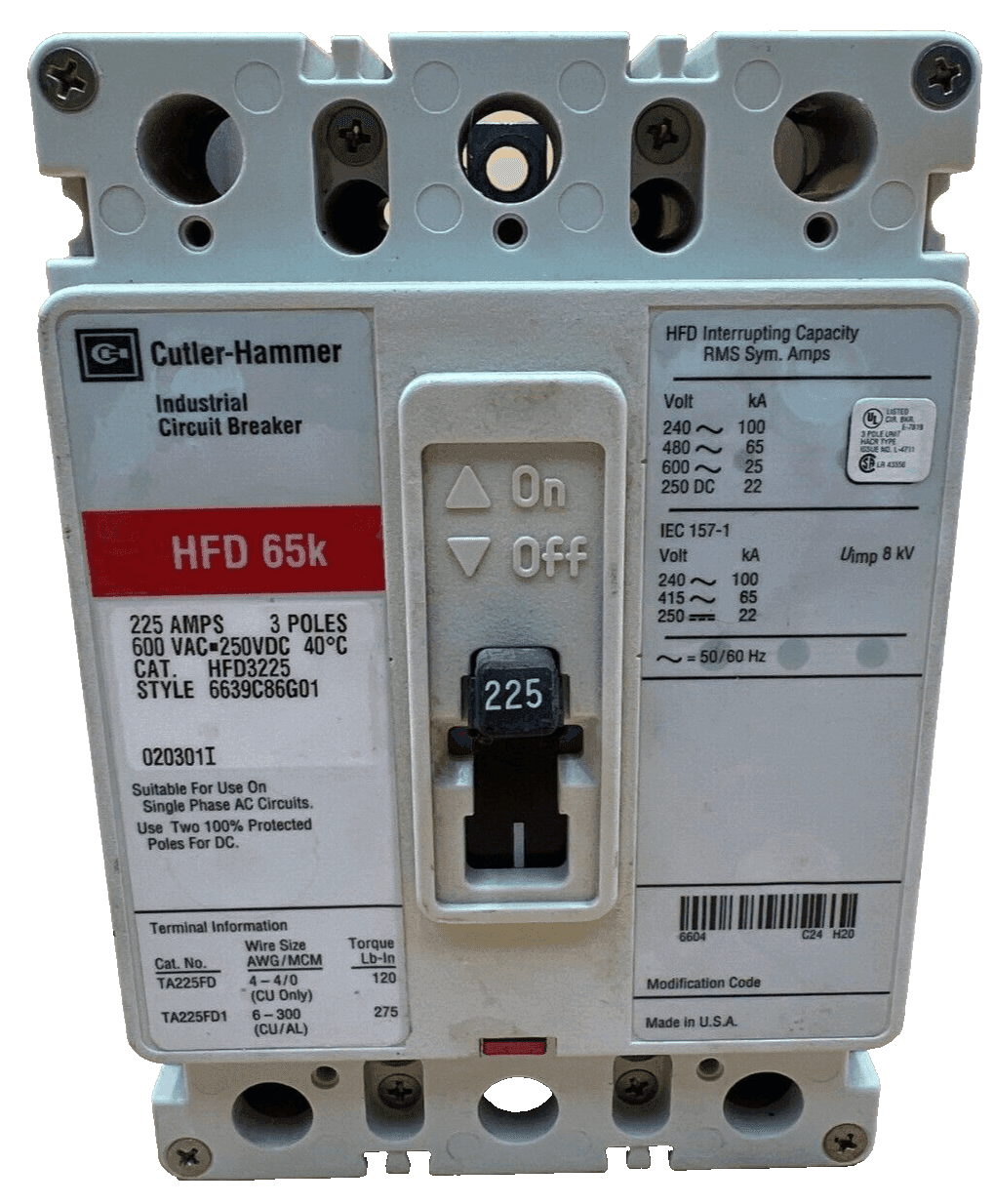 Cutler-Hammer HFD3225 Circuit Breaker — image 1 of 6