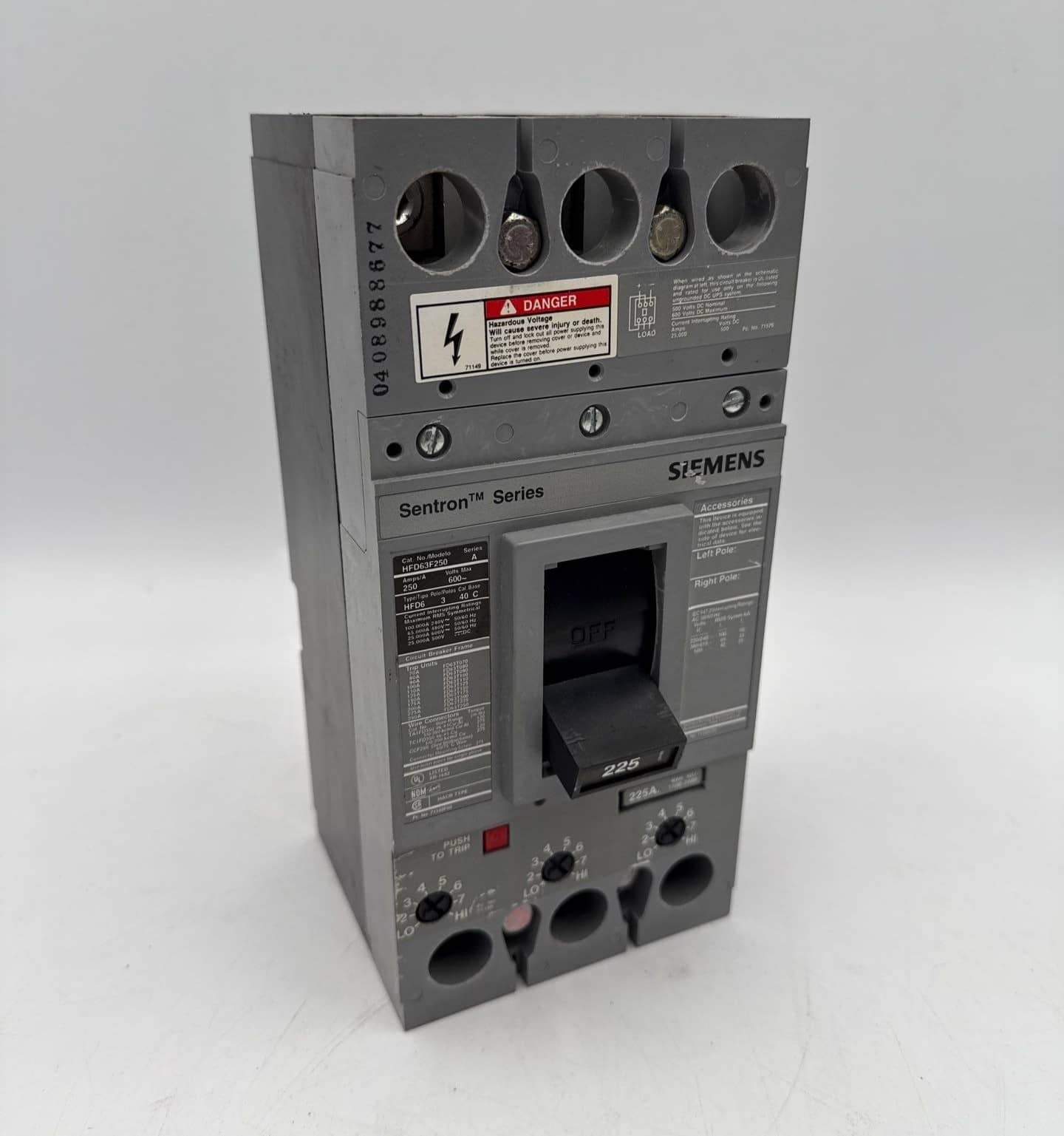 Siemens HFD63B225 Circuit Breaker — image 1 of 9