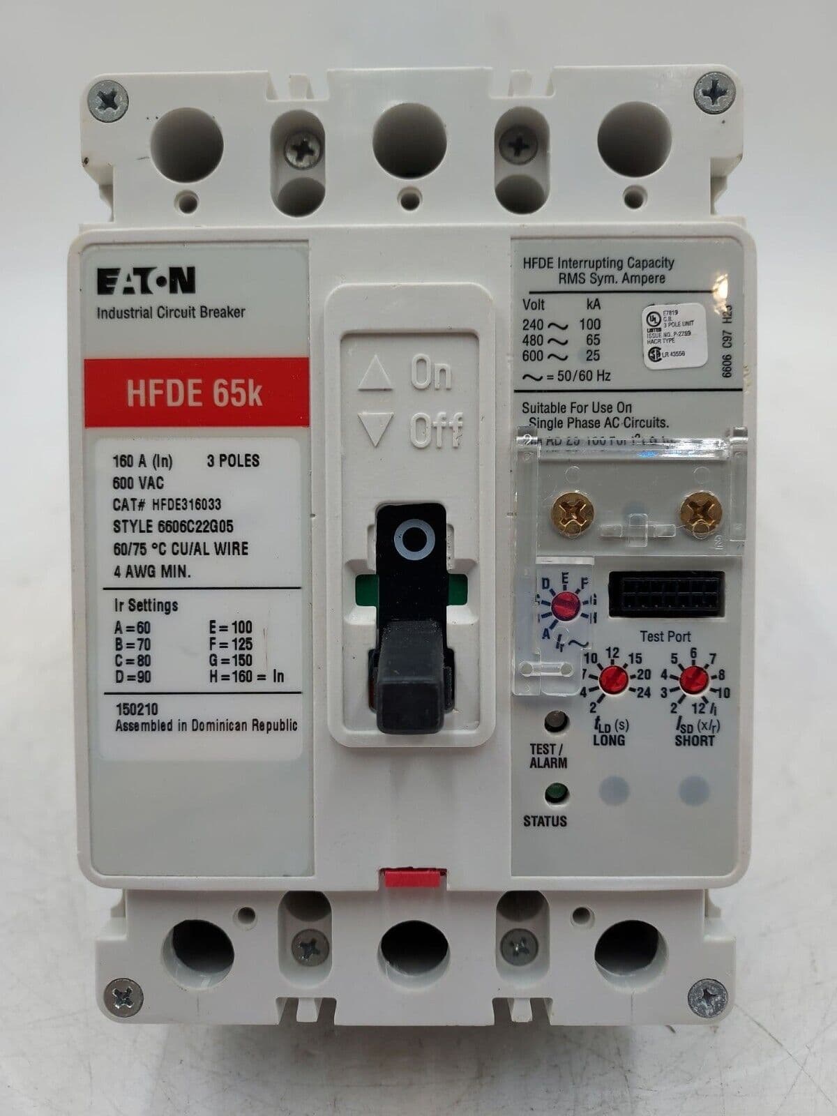 Eaton HFDE316033 Circuit Breaker 160A 3P 600V HFDE 65k 160 Amp 3 Pole – image 1