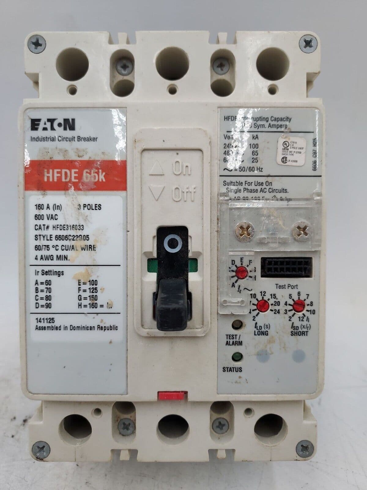 Eaton HFDE316033 Circuit Breaker 160A 3P 600V HFD 65k 160 Amp 3 Pole
