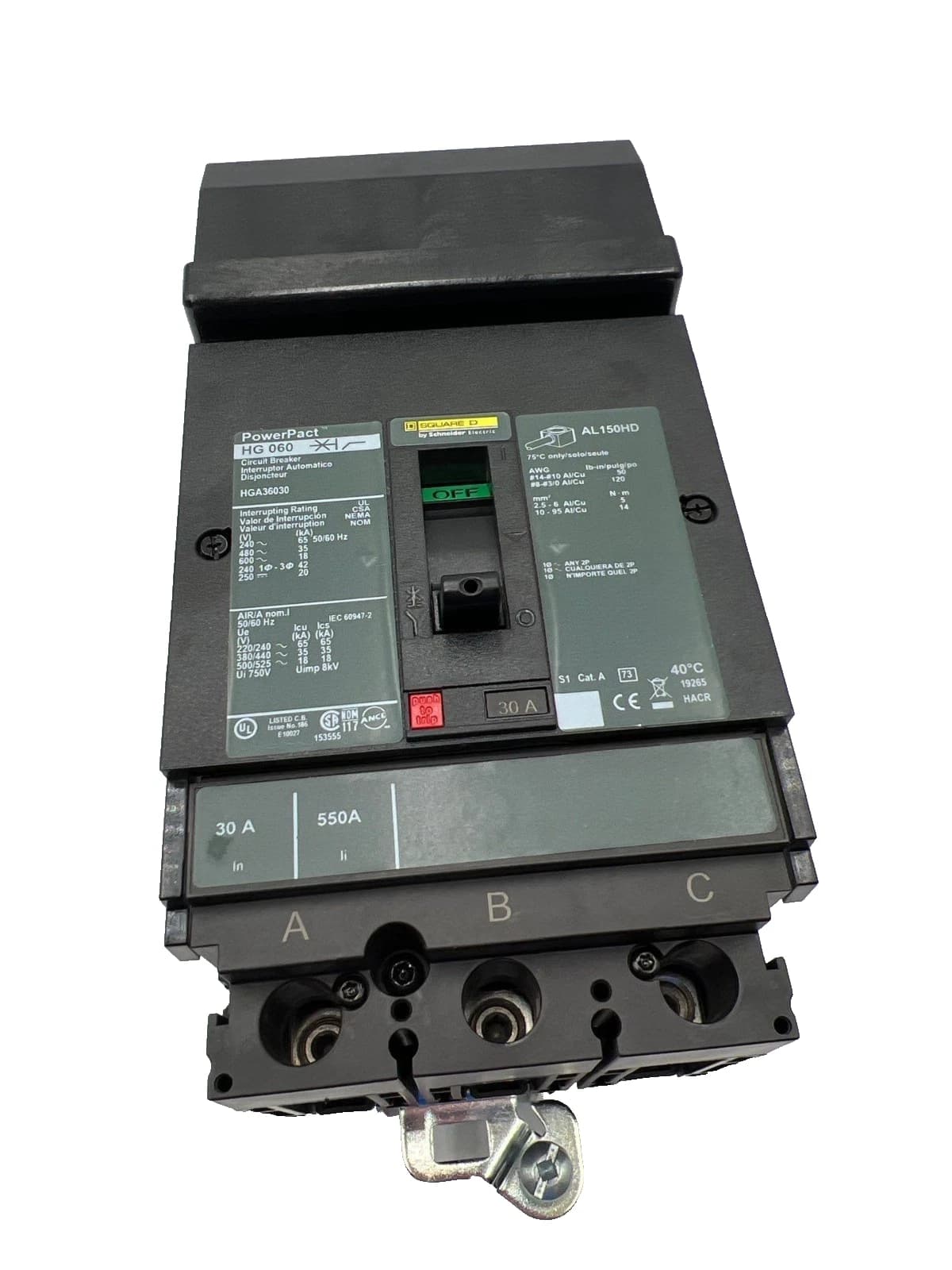 Square D HGA36030 I-Line Circuit Breaker 30A 3P 600V HGA 3 pole 30 Amp