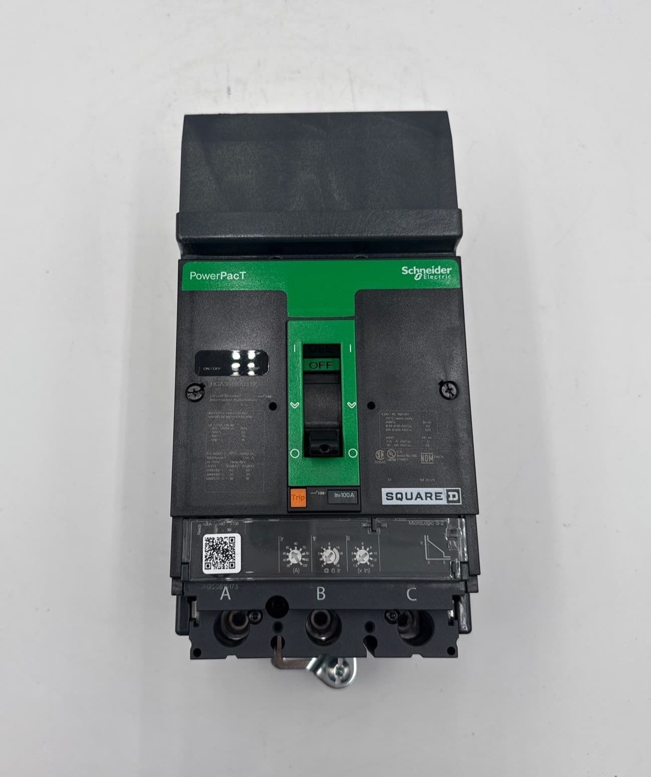 Square D HGA36100U31X I-Line Circuit Breaker 100A 3P 600V HGA PowerPact 100 Amp