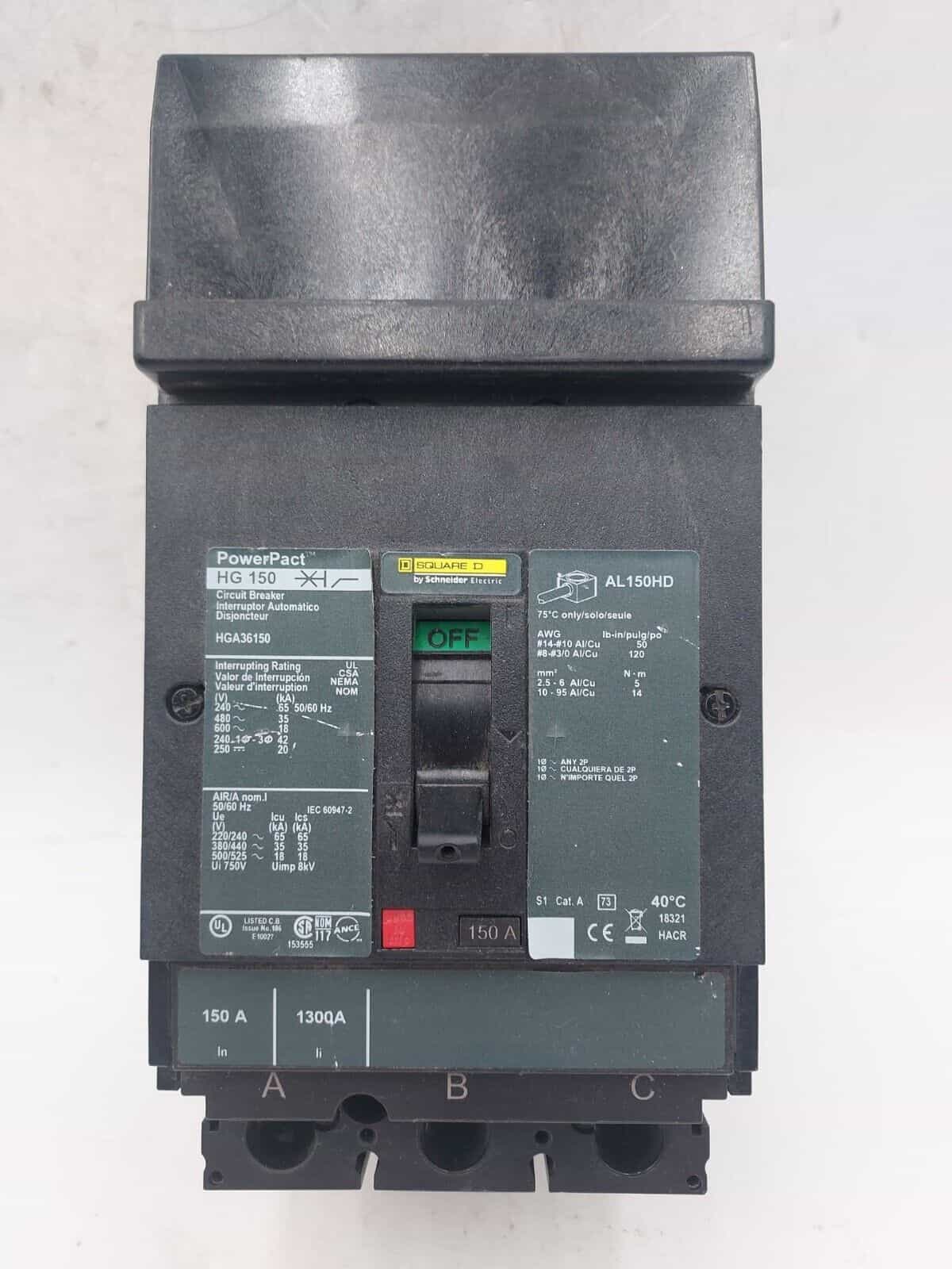 Square D HGA36150 Circuit Breaker — image 1 of 7