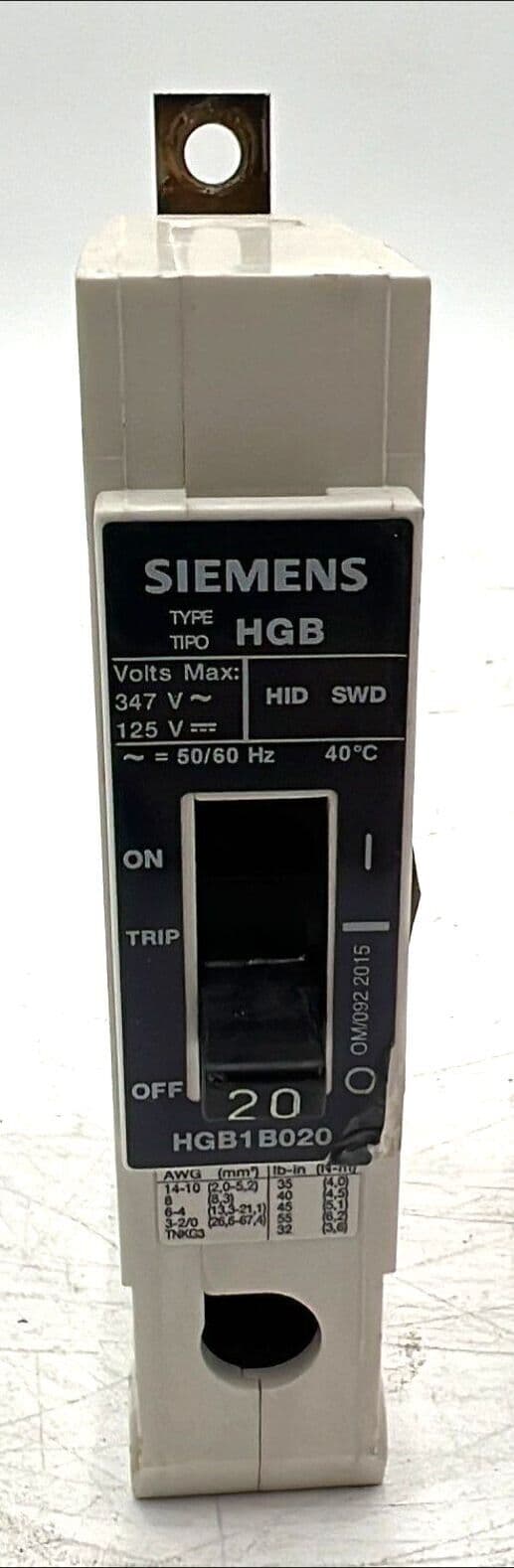 Siemens HGB1B020 Circuit Breaker — image 1 of 6