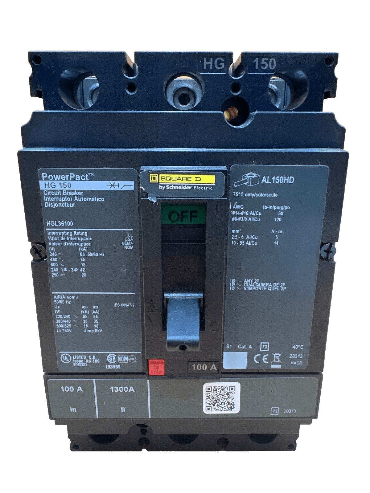 Square D HGL36100 Circuit Breaker — image 1 of 6