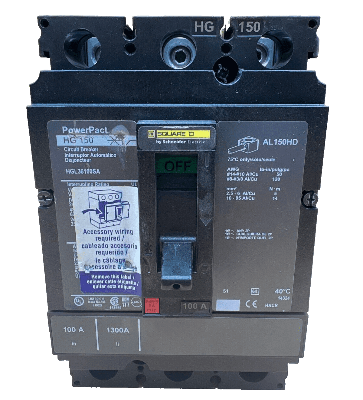Square D HGL36100SA Circuit Breaker — image 1 of 6