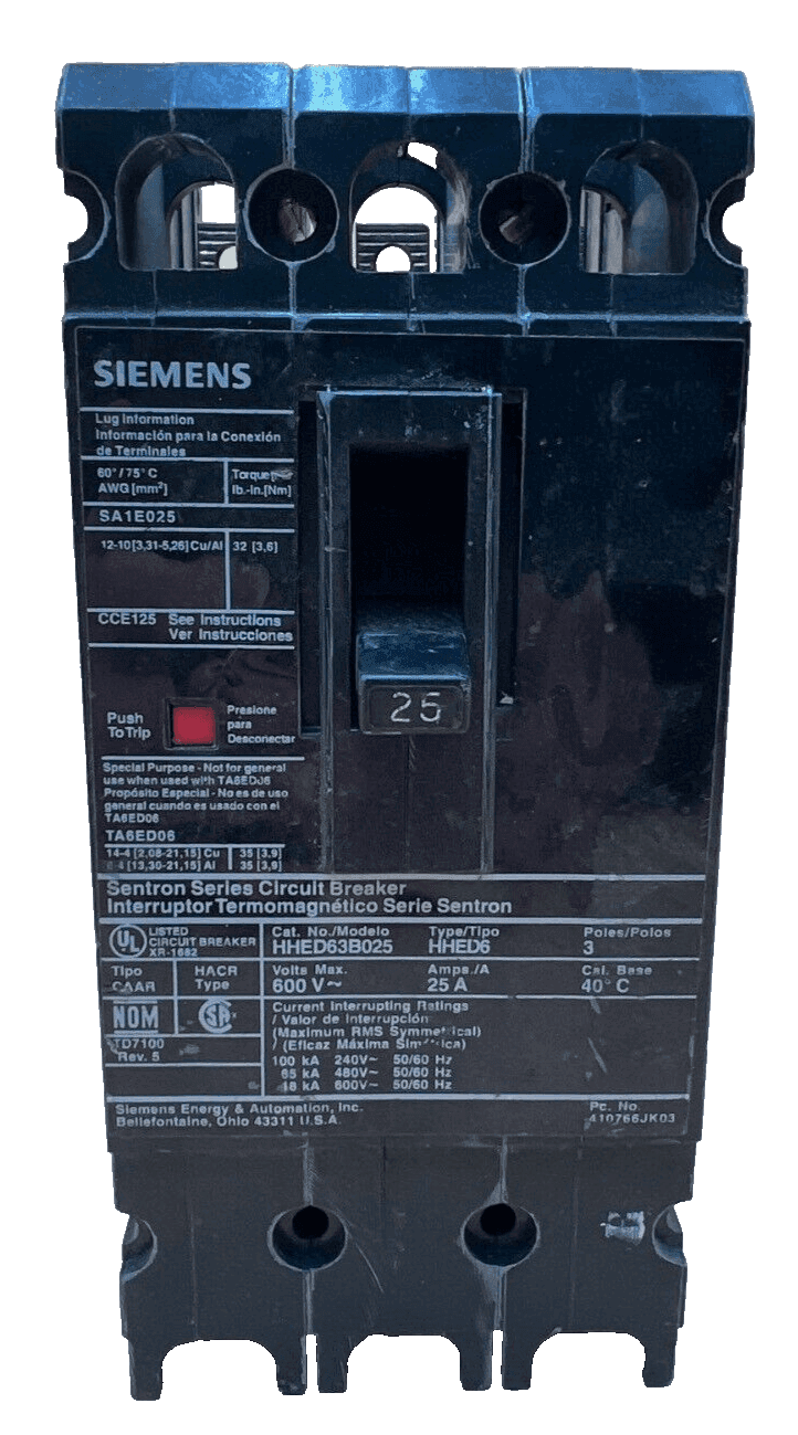 Siemens HHED63B025 Circuit Breaker — image 1 of 6