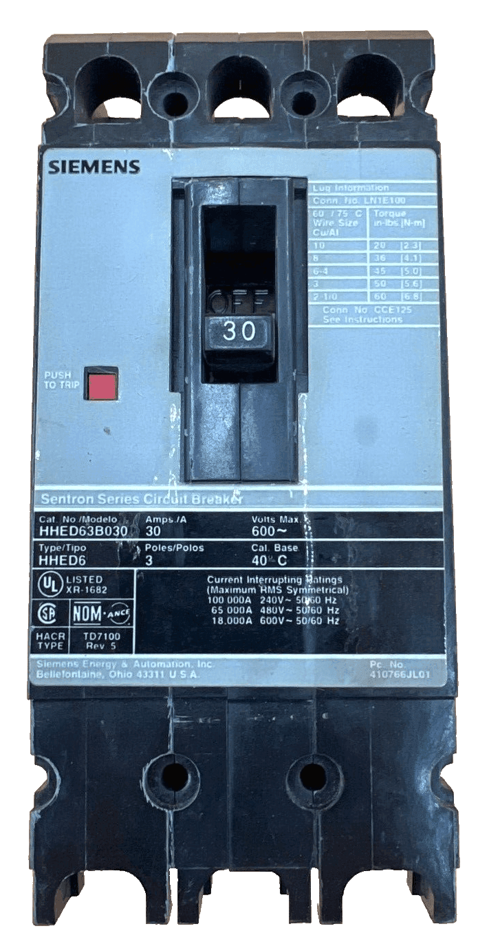Siemens HHED63B030 Circuit Breaker — image 1 of 6