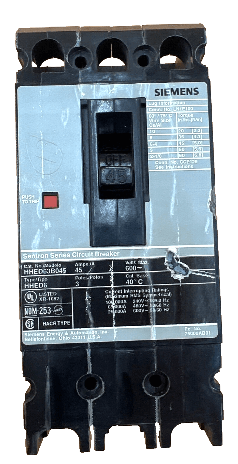 Siemens HHED63B045 Circuit Breaker — image 1 of 6
