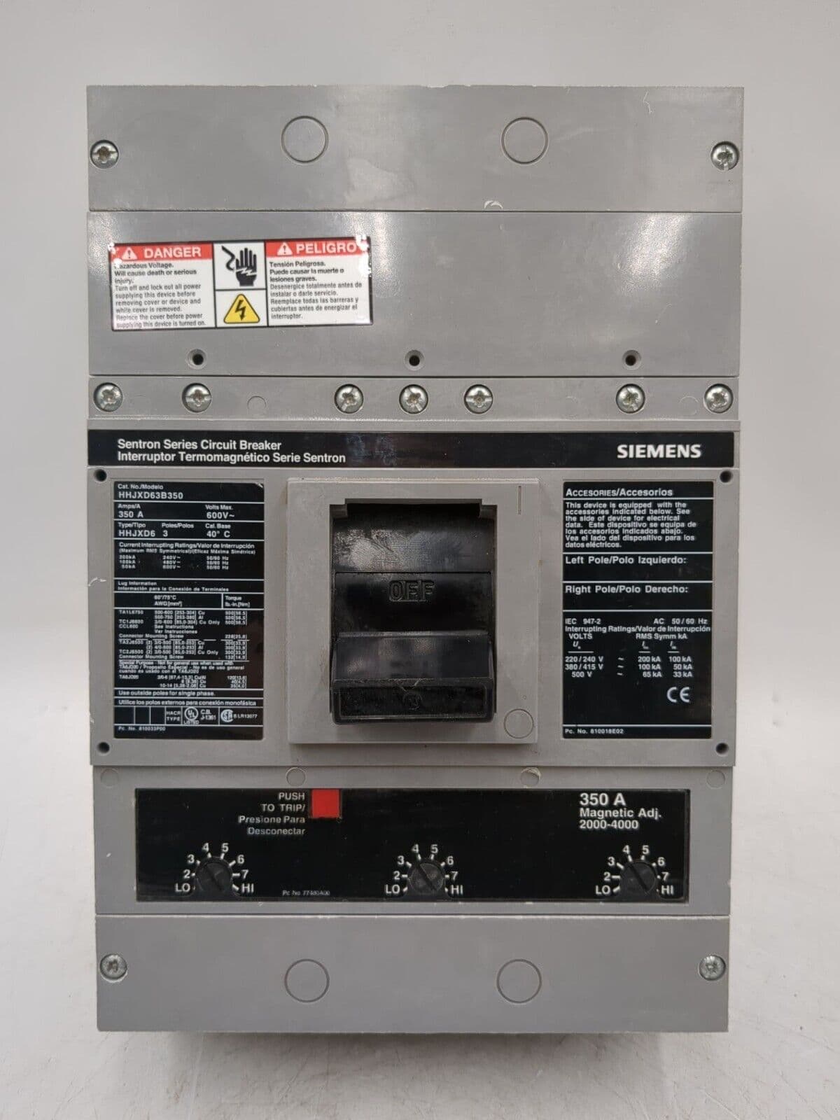 Siemens HHJXD63B350 Circuit Breaker — image 1 of 7