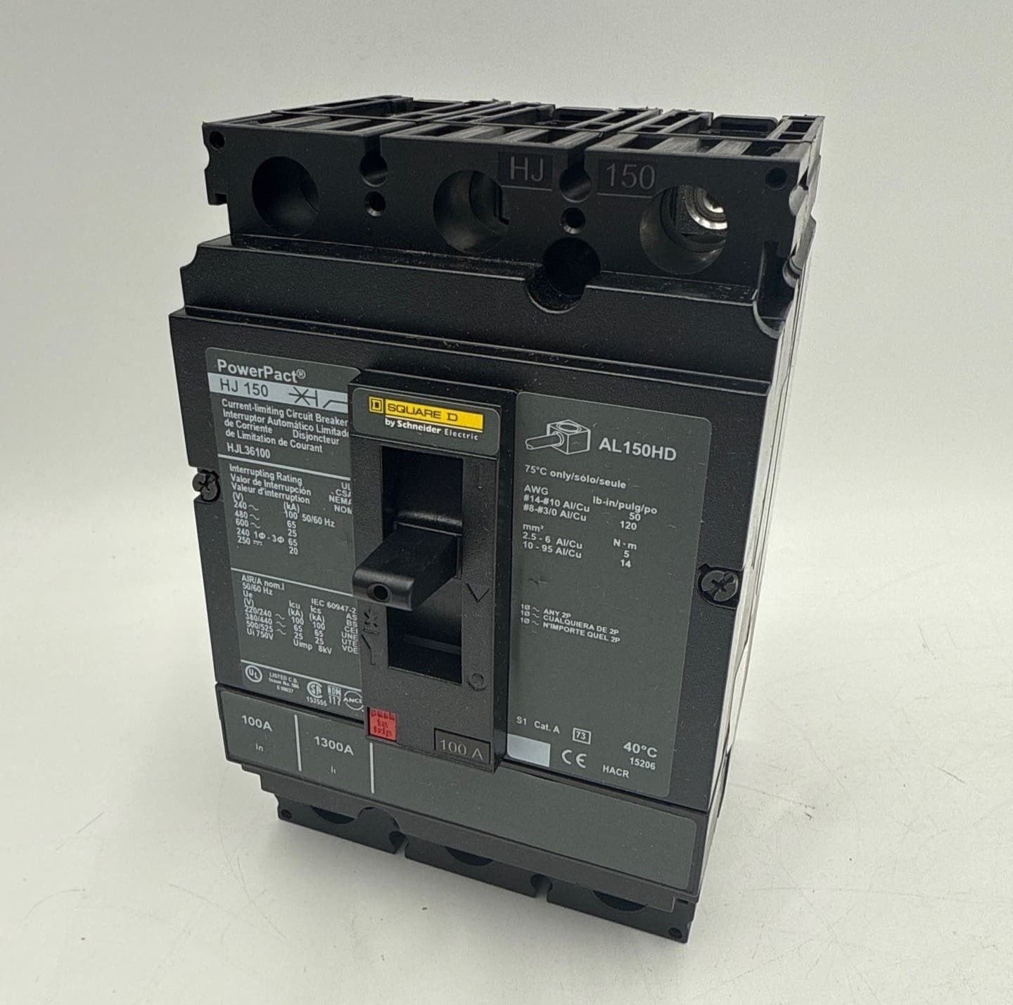 Square D HJL36100 Circuit Breaker 100A 3P 600V 3PH HJL 100 Amp 3 Pole