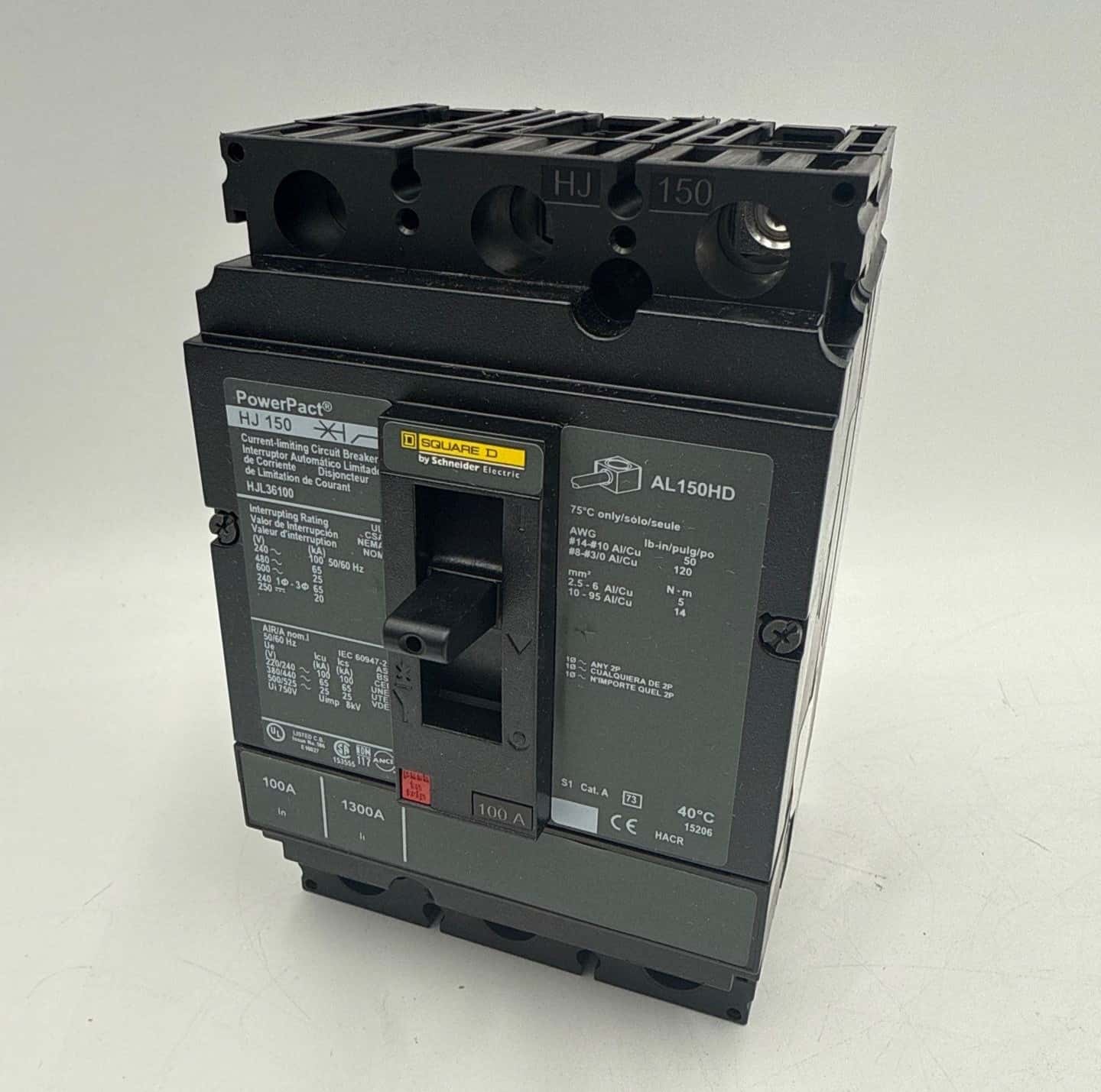 Square D HJL36100 Circuit Breaker 100A 3P 600V 3PH HJL 100 Amp 3 Pole