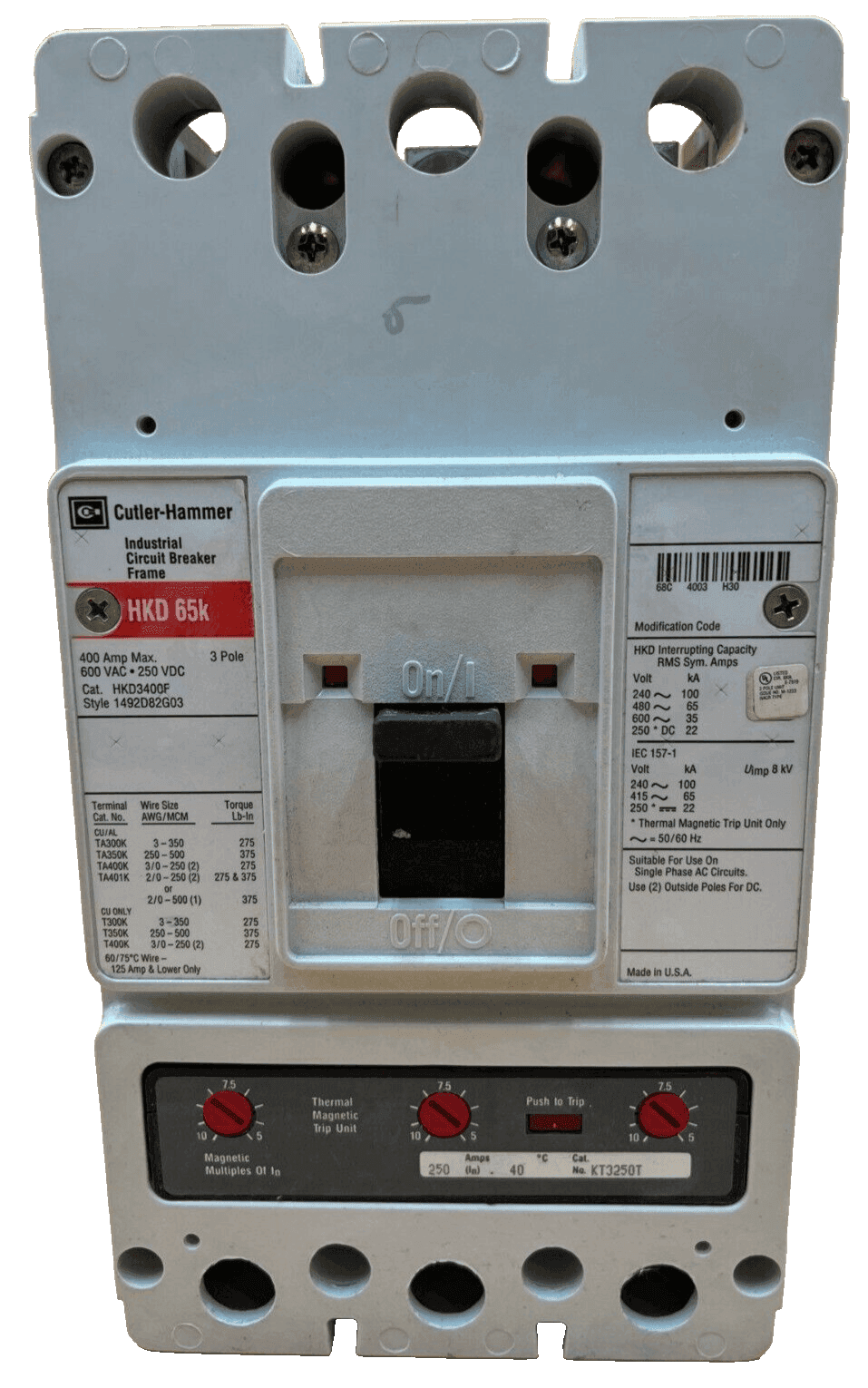 Cutler-Hammer HKD3250 Circuit Breaker — image 1 of 8
