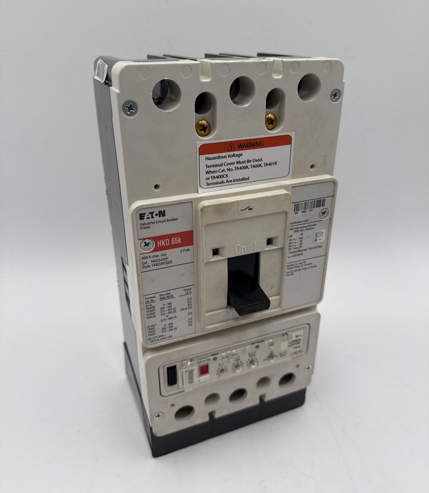Eaton HKD3400 Circuit Breaker 400A 3P 600V HKD 65k KES3400LSI Trip 400 Amp – image 1