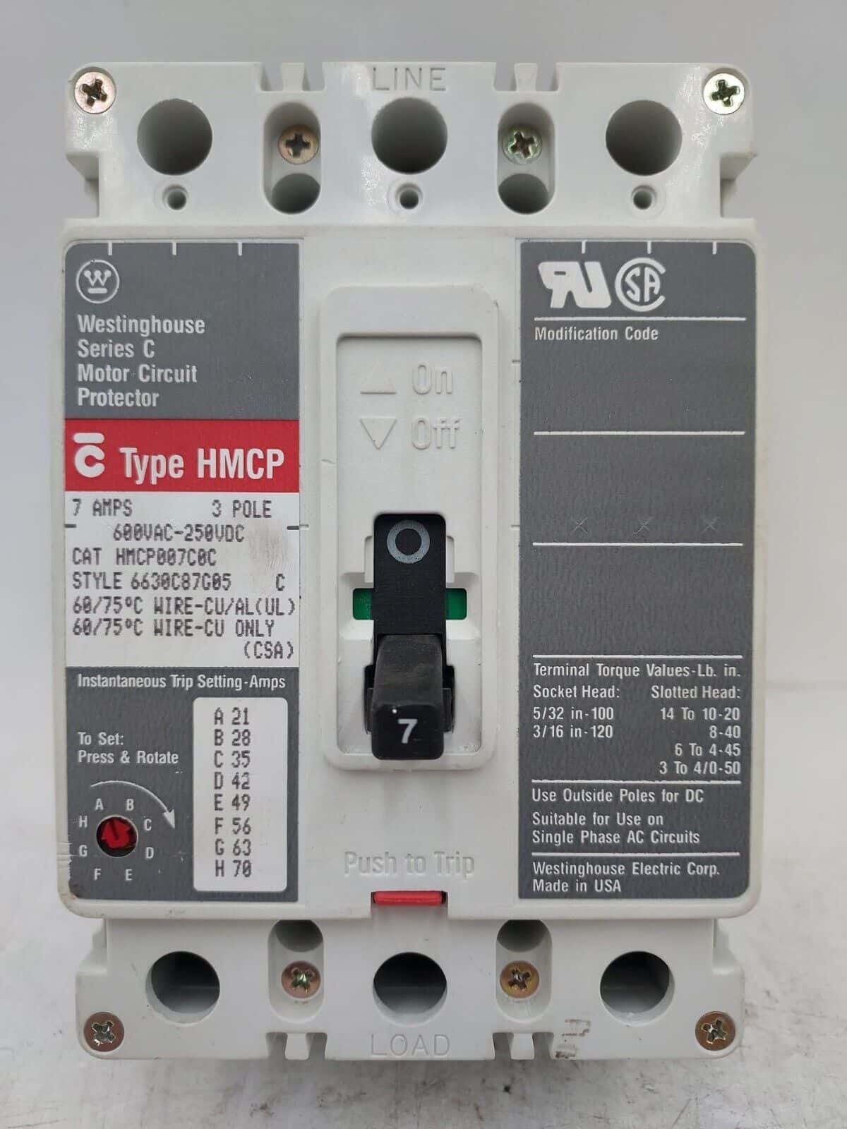 Eaton HMCP007C0C Circuit Breaker — image 1 of 6