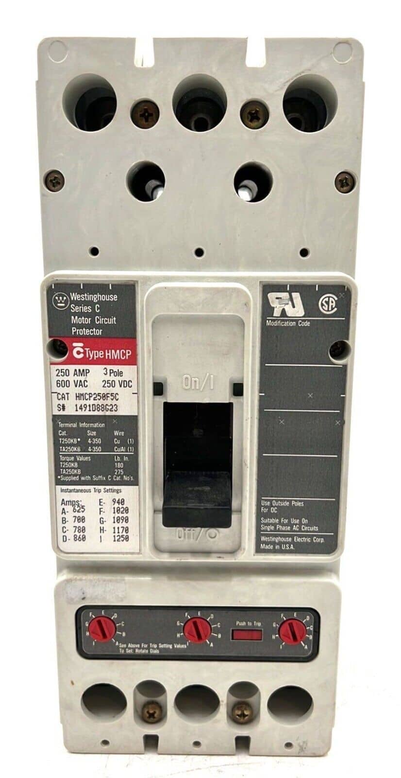 Westinghouse HMCP250F5C Circuit Breaker — image 1 of 7