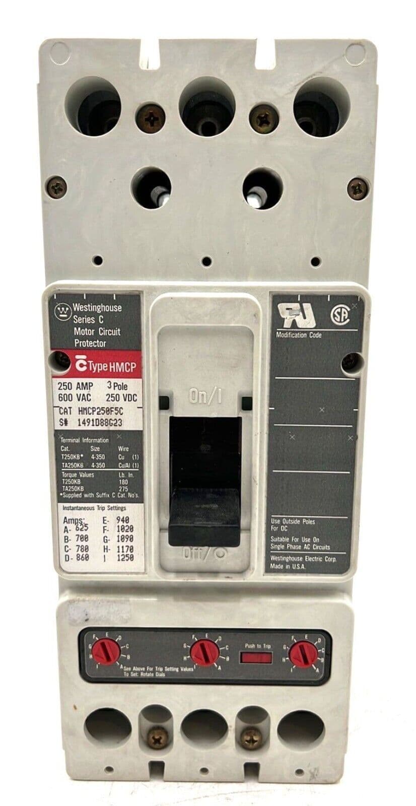 Westinghouse HMCP250F5C Circuit Breaker — image 1 of 7