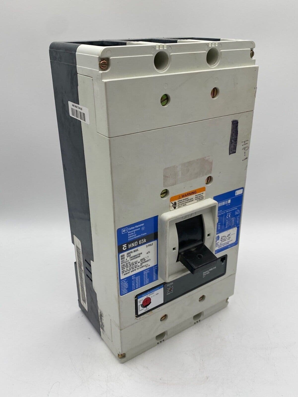 Eaton HND3800T33W Circuit Breaker 800A 3P 600V 3PH HND Bolt On
