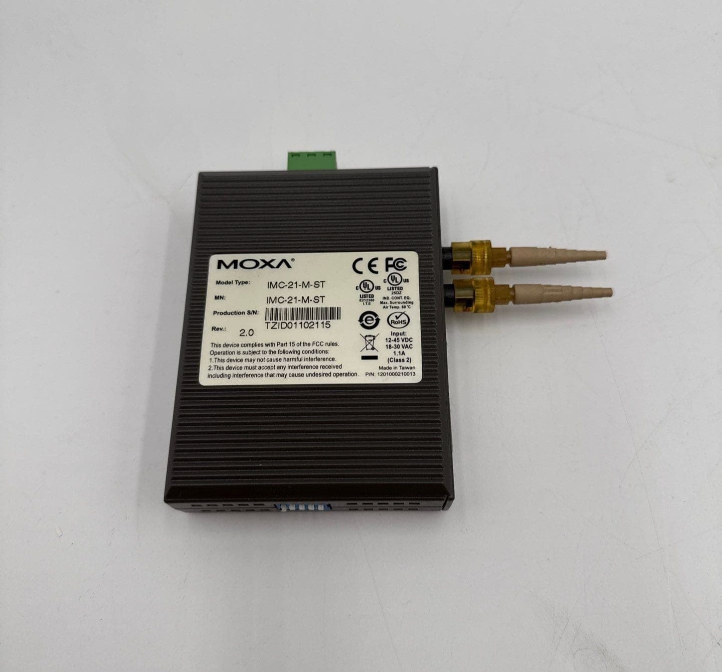 MOXA IMC-21-M-ST Ethernet to Fiber Media Converter Rev 2.0 IMC21MST