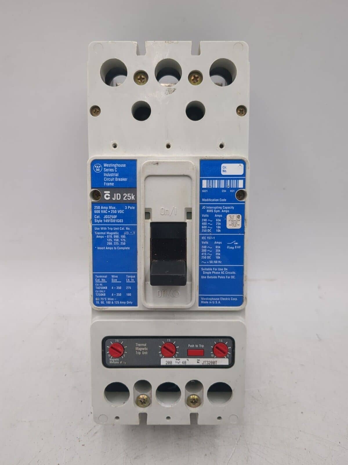 Westinghouse JD3250 Circuit Breaker — image 1 of 8