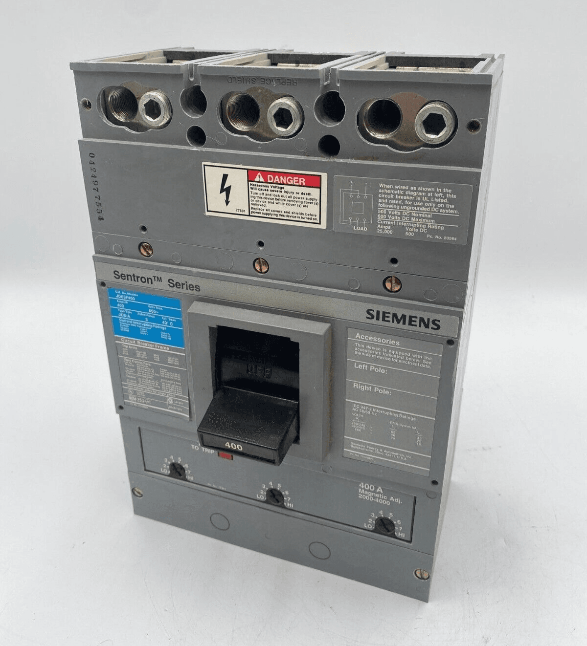 Siemens JD63F400 Circuit Breaker — image 1 of 12