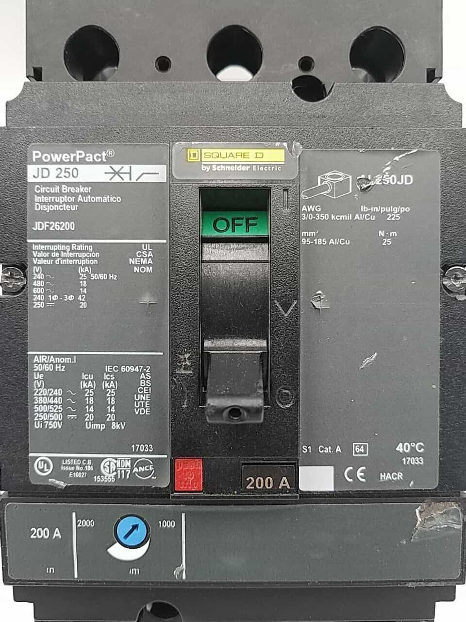 Square D JDF26200 Circuit Breaker — image 1 of 6