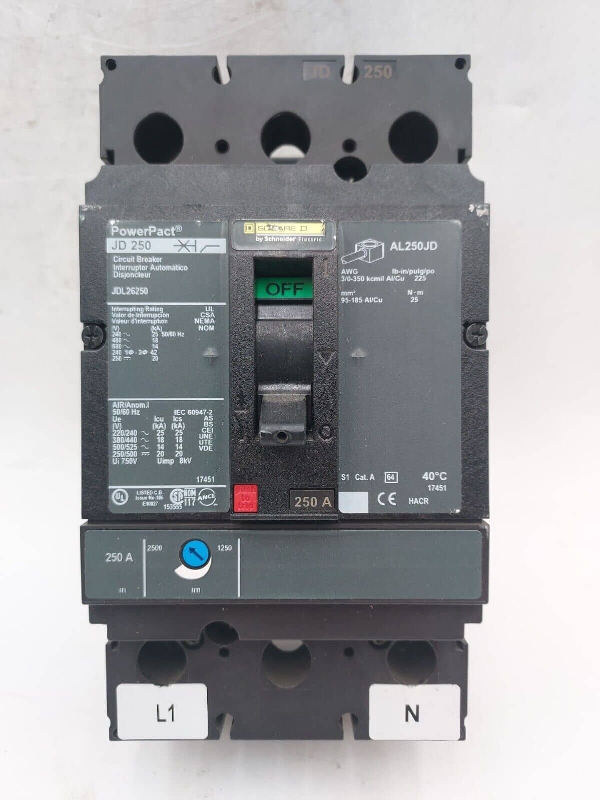 Square D JDL26250 Circuit Breaker — image 1 of 7