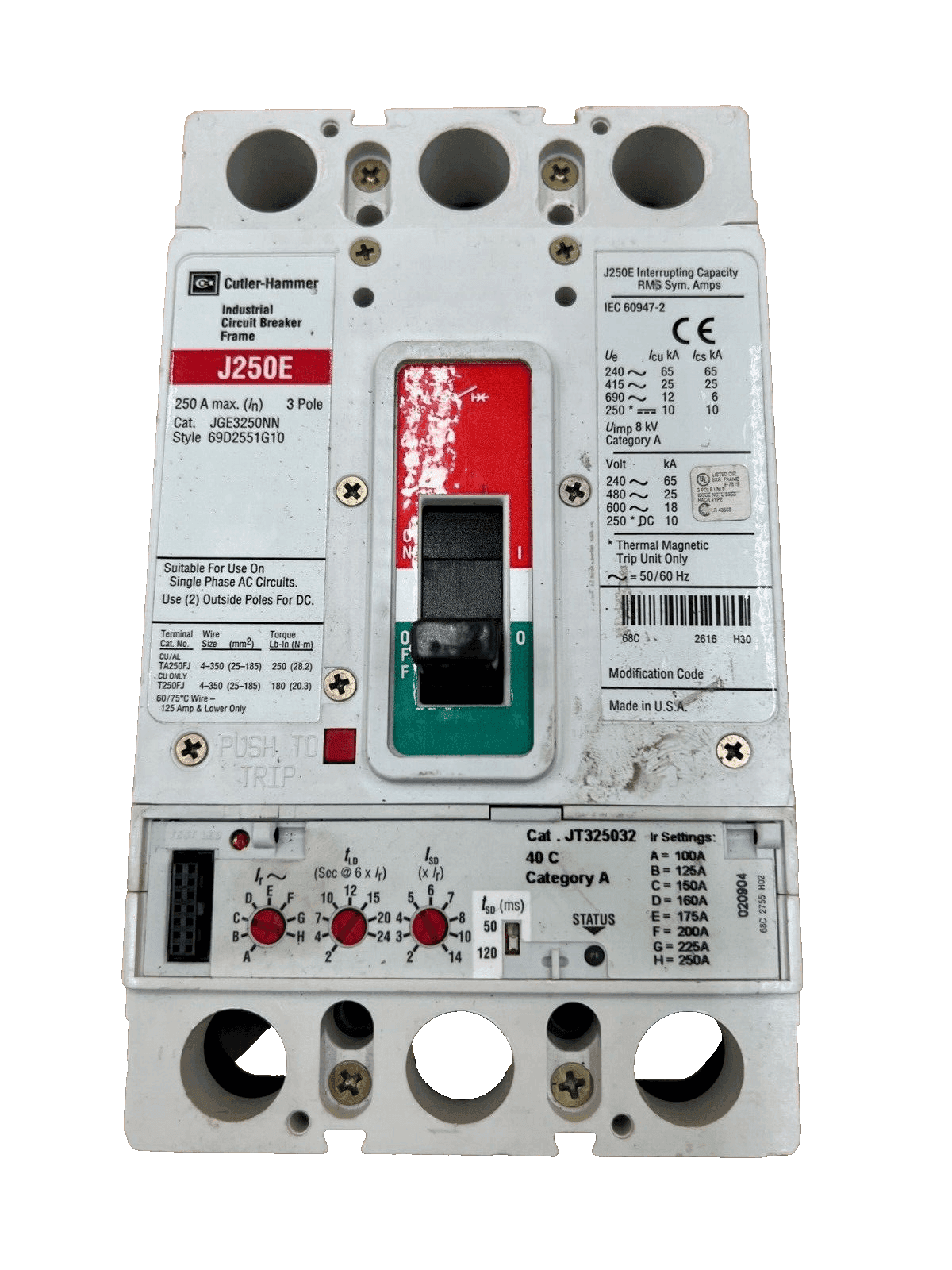 Cutler-Hammer JGE3250NN Circuit Breaker — image 1 of 6