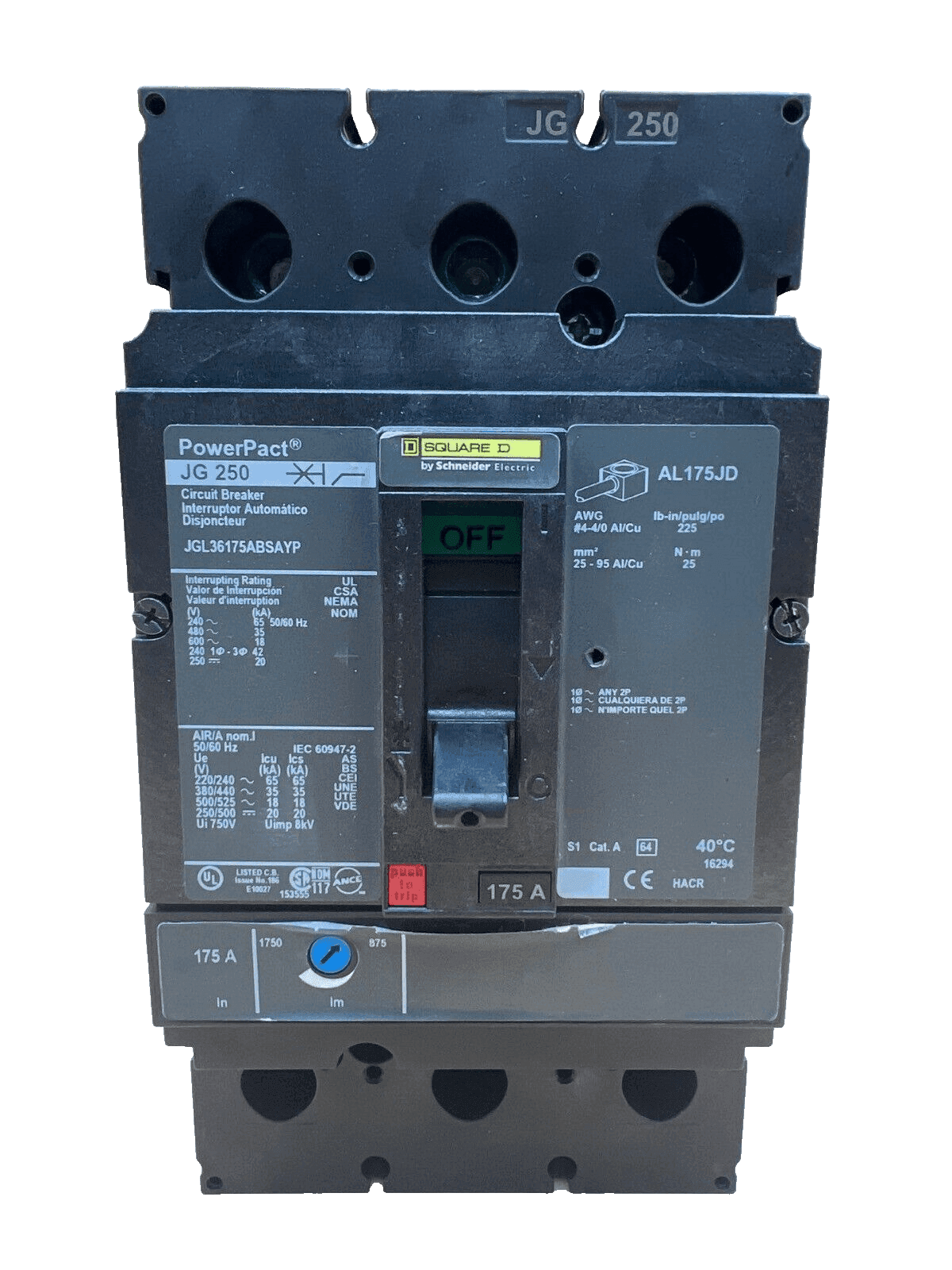 Square D JGL36175ABSAYP Circuit Breaker — image 1 of 6