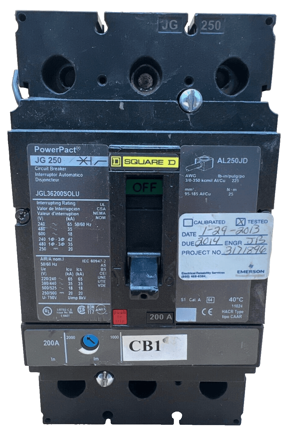 Square D JGL36200SOLU Circuit Breaker — image 1 of 7