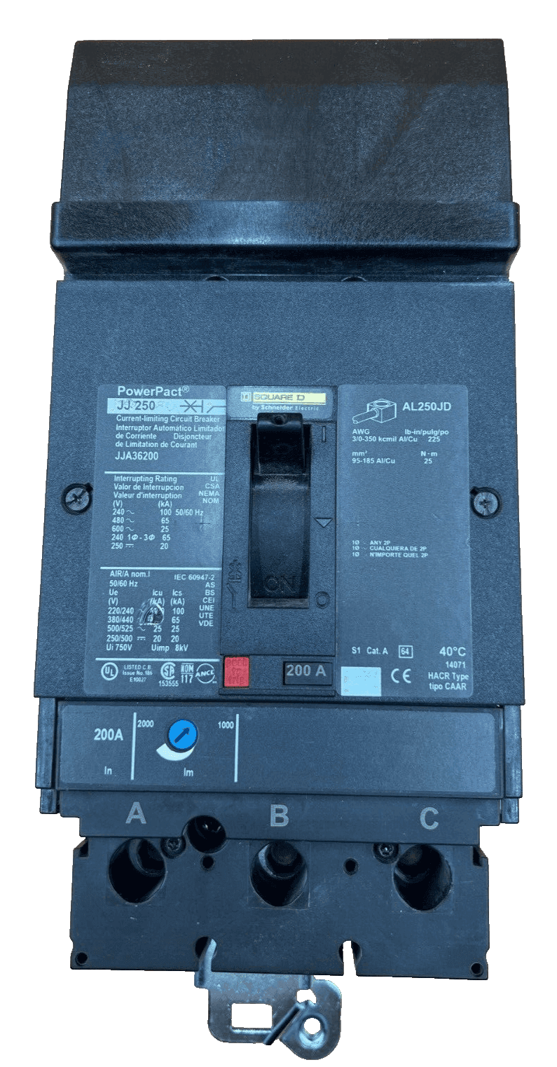 Square D JJA36200 I-Line Circuit Breaker 20A 3P 600V JJA PowerPact 200 Amp