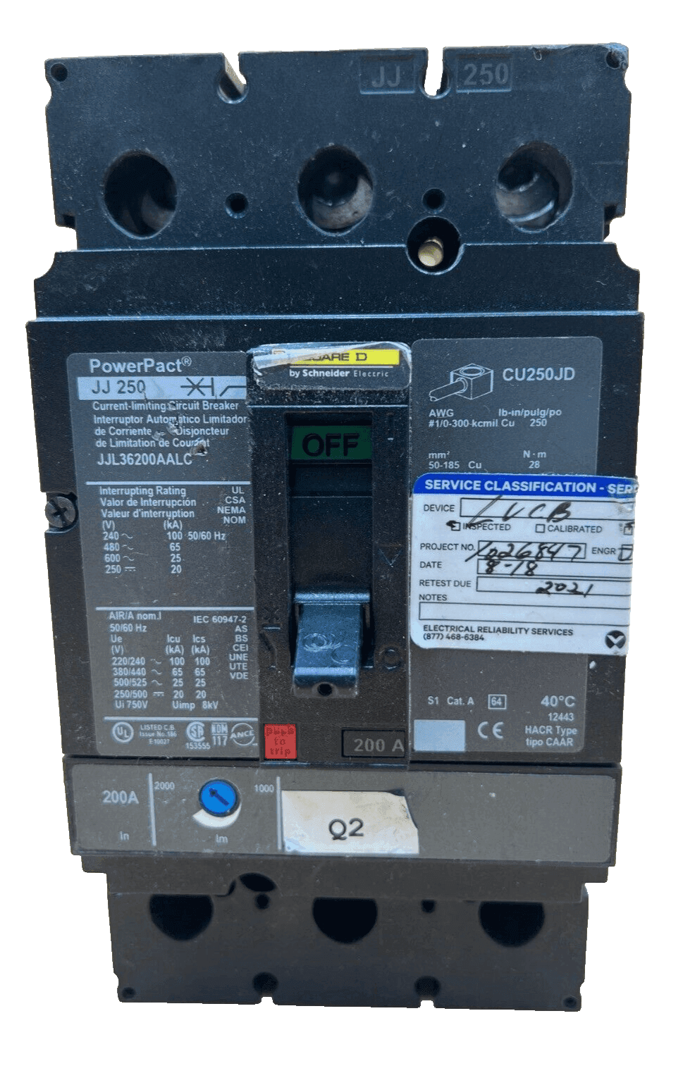 Square D JJL36200AALC Circuit Breaker — image 1 of 7