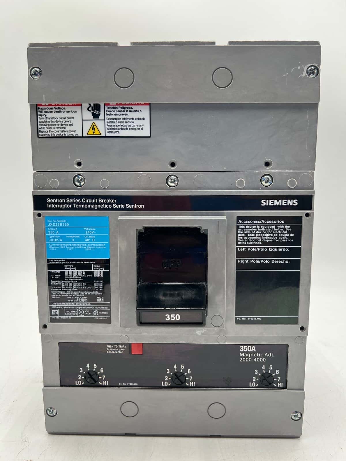 Siemens JXD23B350 Circuit Breaker — image 1 of 7