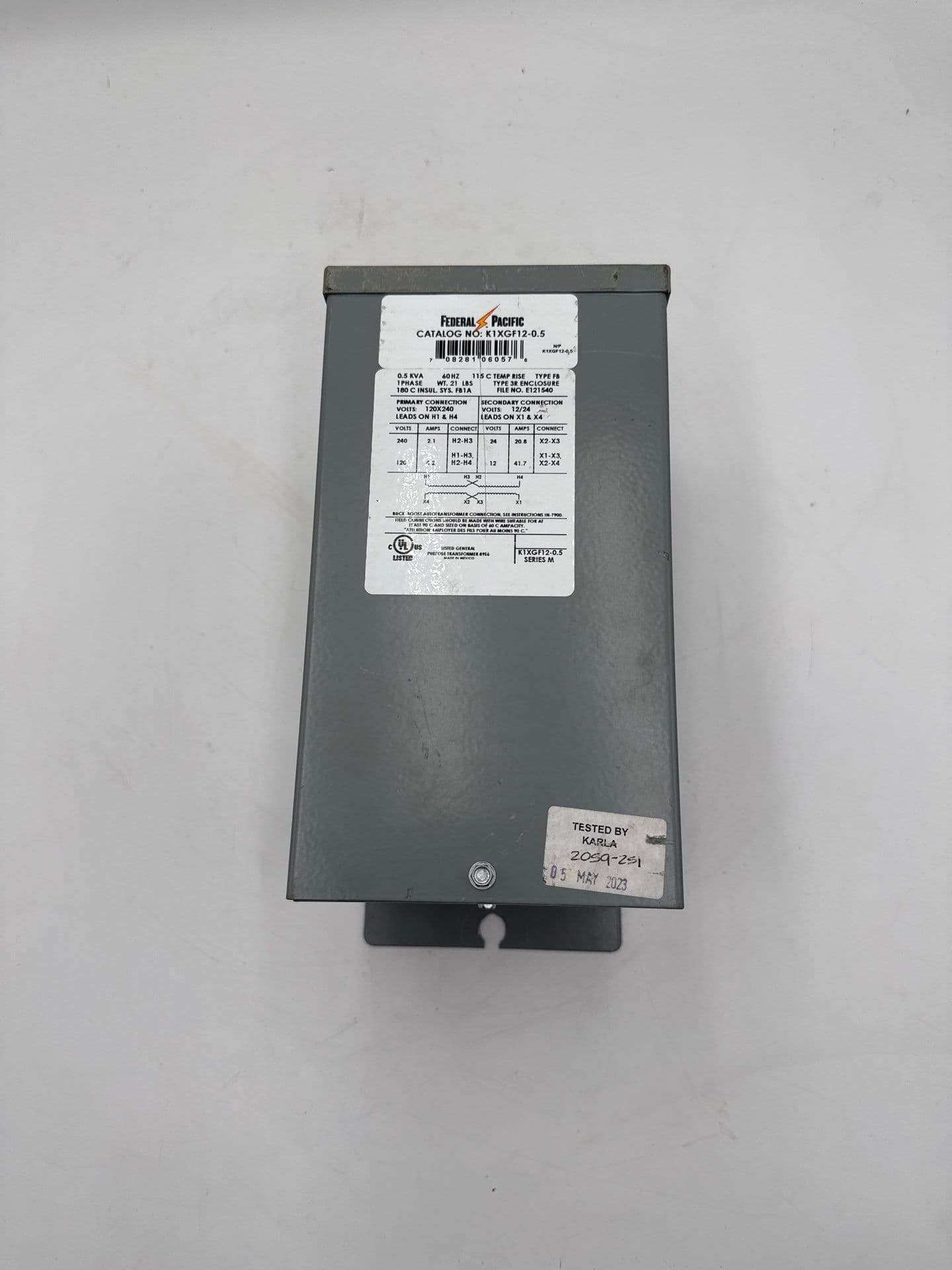 FPE K1XGF12-0.5 Transformer 0.5kVA HV 120/240 LV12/24V 1PH 3R – image 1