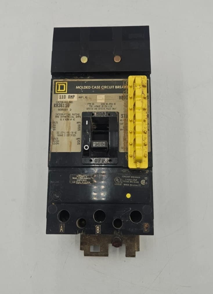 Square D KA36110 3 Pole 110 Amp 600v I-Line Circuit Breaker 110A 3P KA USED – image 1