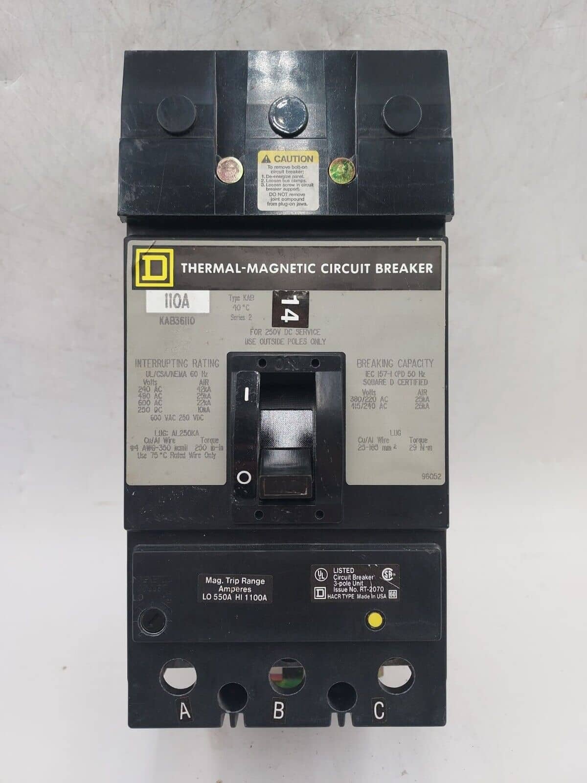 Square D KAB36110 Circuit Breaker — image 1 of 7