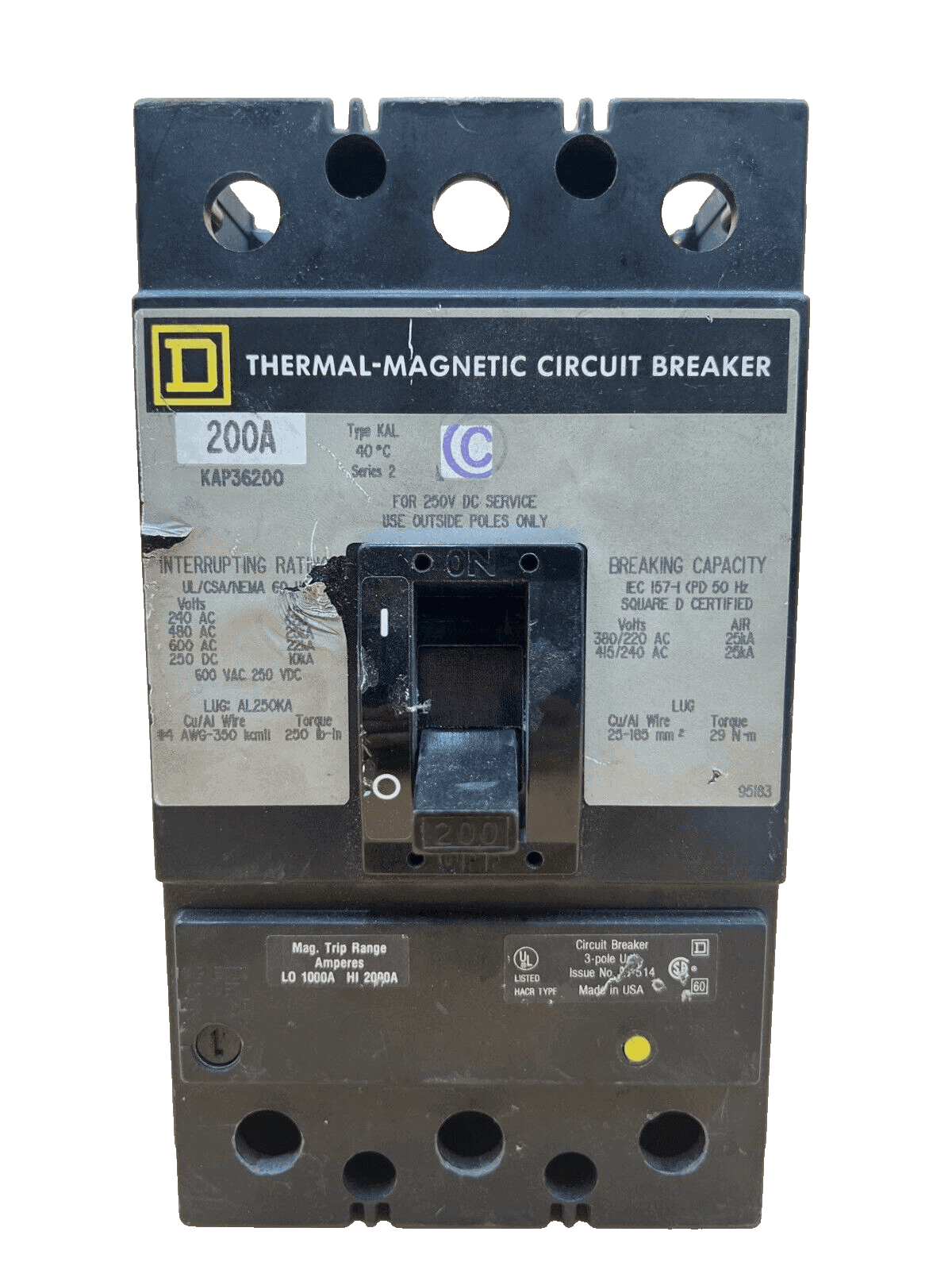 Square D KAP36200 Circuit Breaker — image 1 of 6