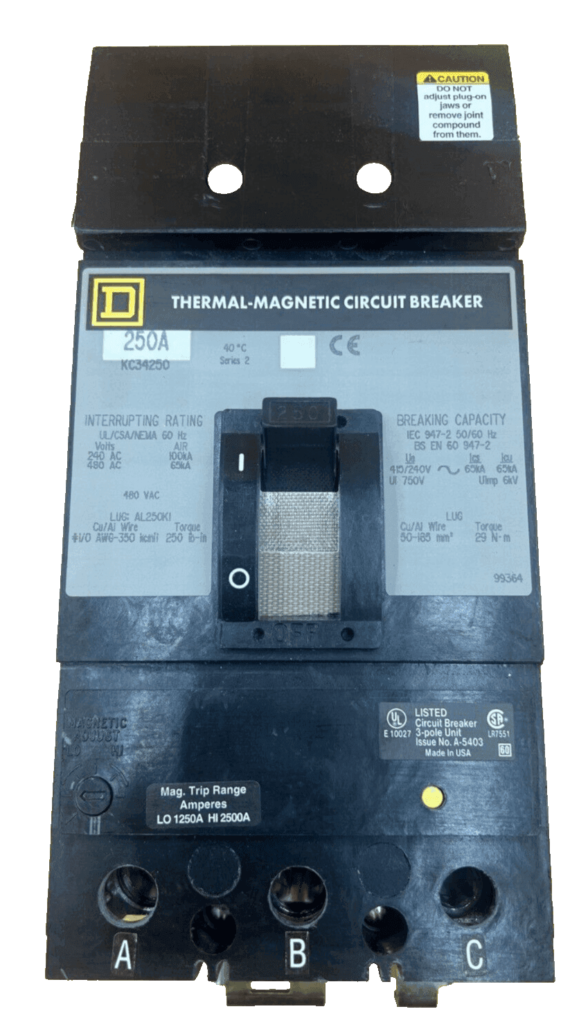 Square D KC34250 Circuit Breaker — image 1 of 6