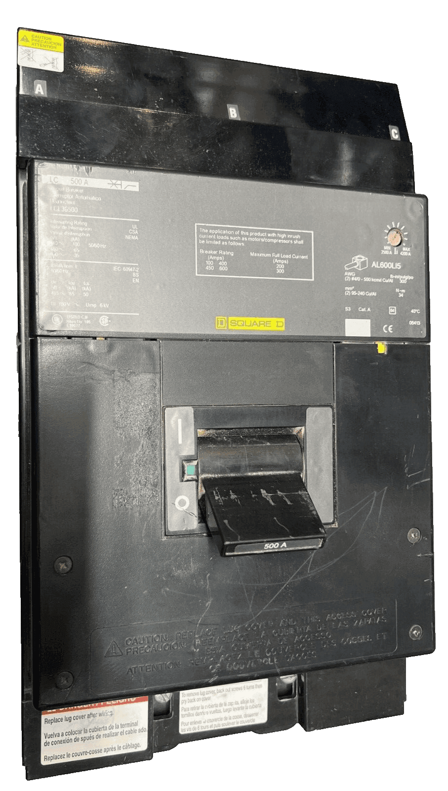 Square D LCL36500 I-Line Circuit Breaker 500A 3P 600V 3PH LCL 500 Amp 3 Pole