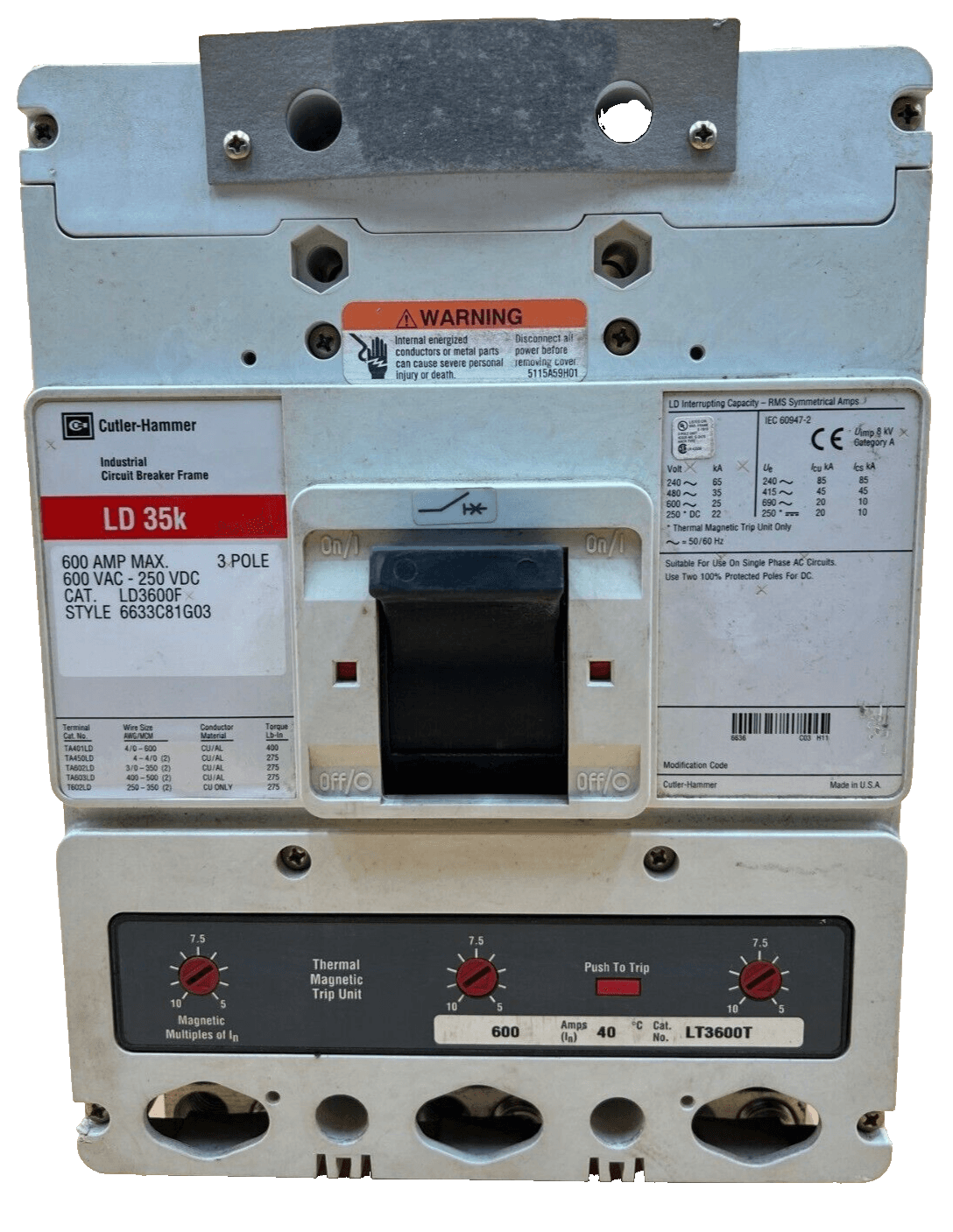 Cutler-Hammer LD3600 Circuit Breaker — image 1 of 8