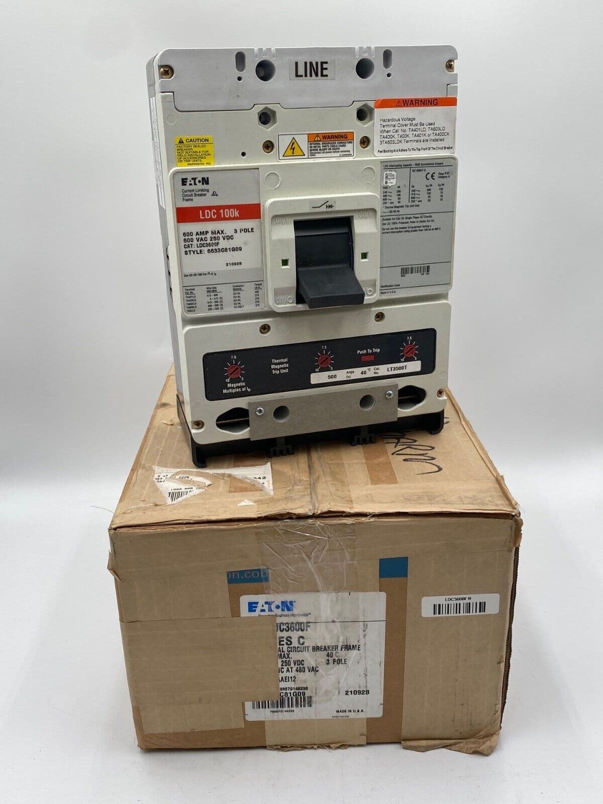 Eaton LDC3500 Circuit Breaker 500A 3P 600V 3PH LDC Bolt On – image 1