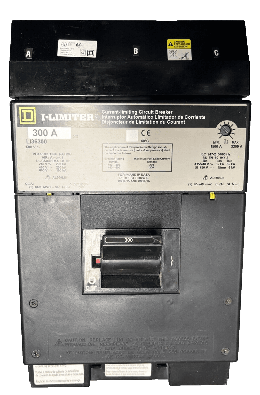 Square D LI36300 I-Line Circuit Breaker 300A 3P 600V 3PH LI 300 Amp 3 Pole – image 1