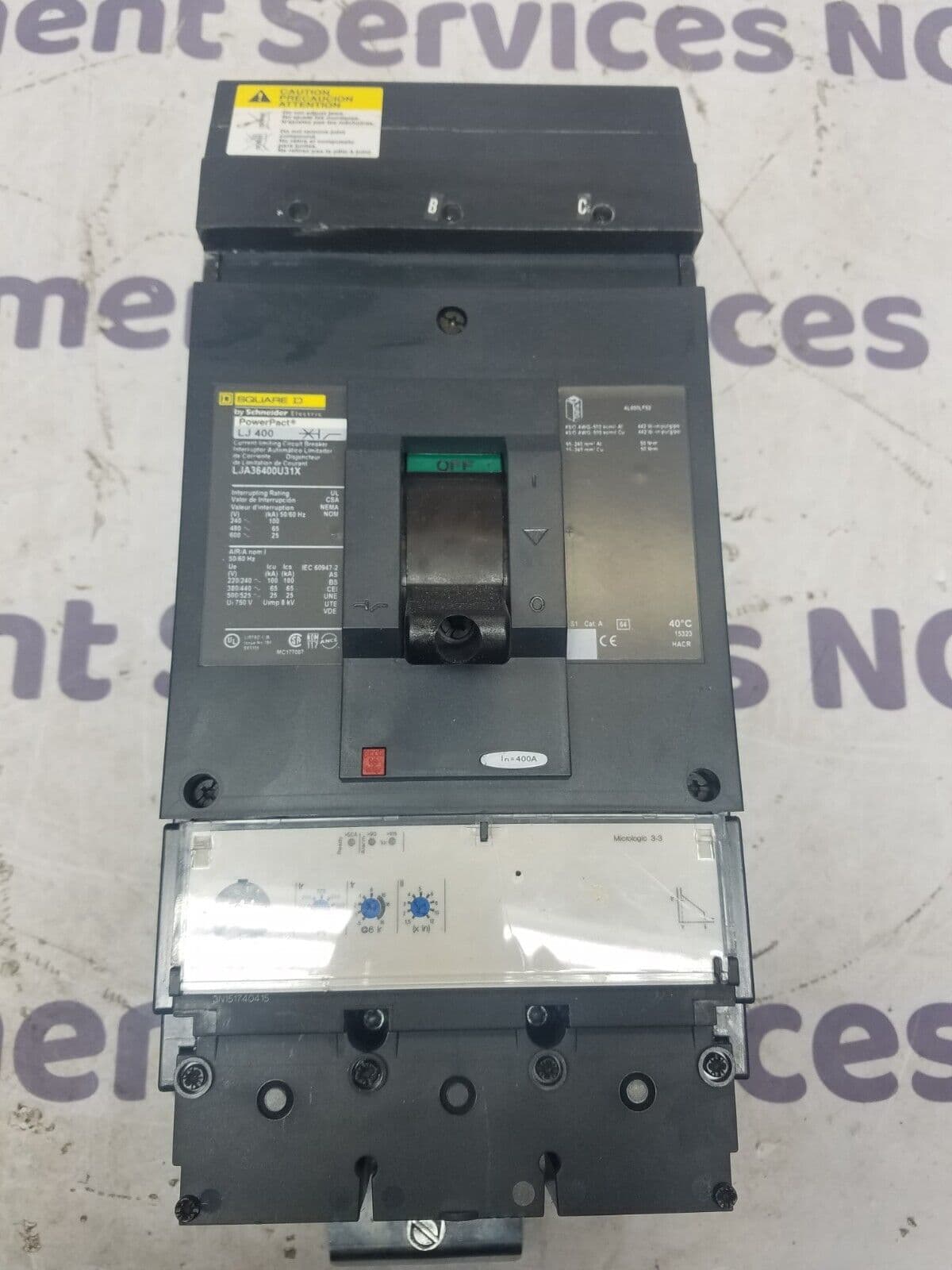 Square D LJA36400U31X I-Line Circuit Breaker 400A 3P 600V 3PH LJA 3 pole 400 Amp