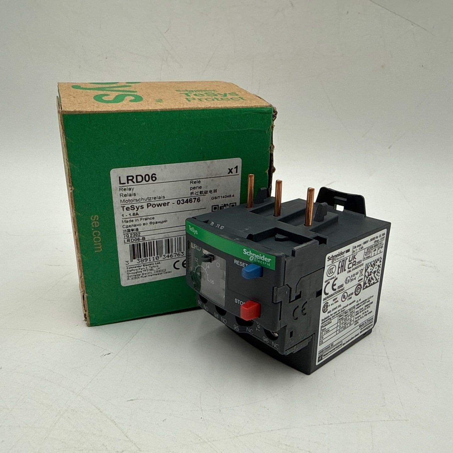 Schneider LRD06 Thermal Overload Relay 1-1.6A 3P 600V LRD-06 1 Amp - 1.6 Amp – image 1