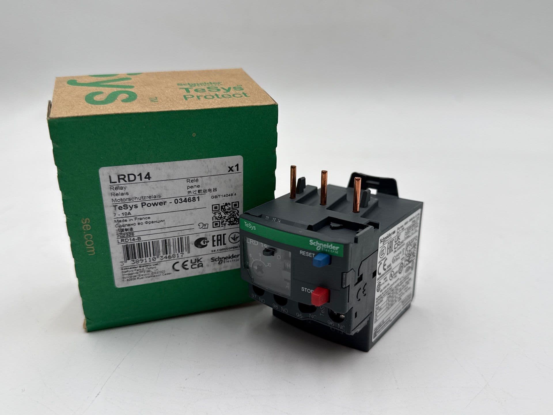 Schneider LRD14 Thermal Overload Relay 7-10A 3P 600V LRD-14 7 Amp - 10 Amp – image 1