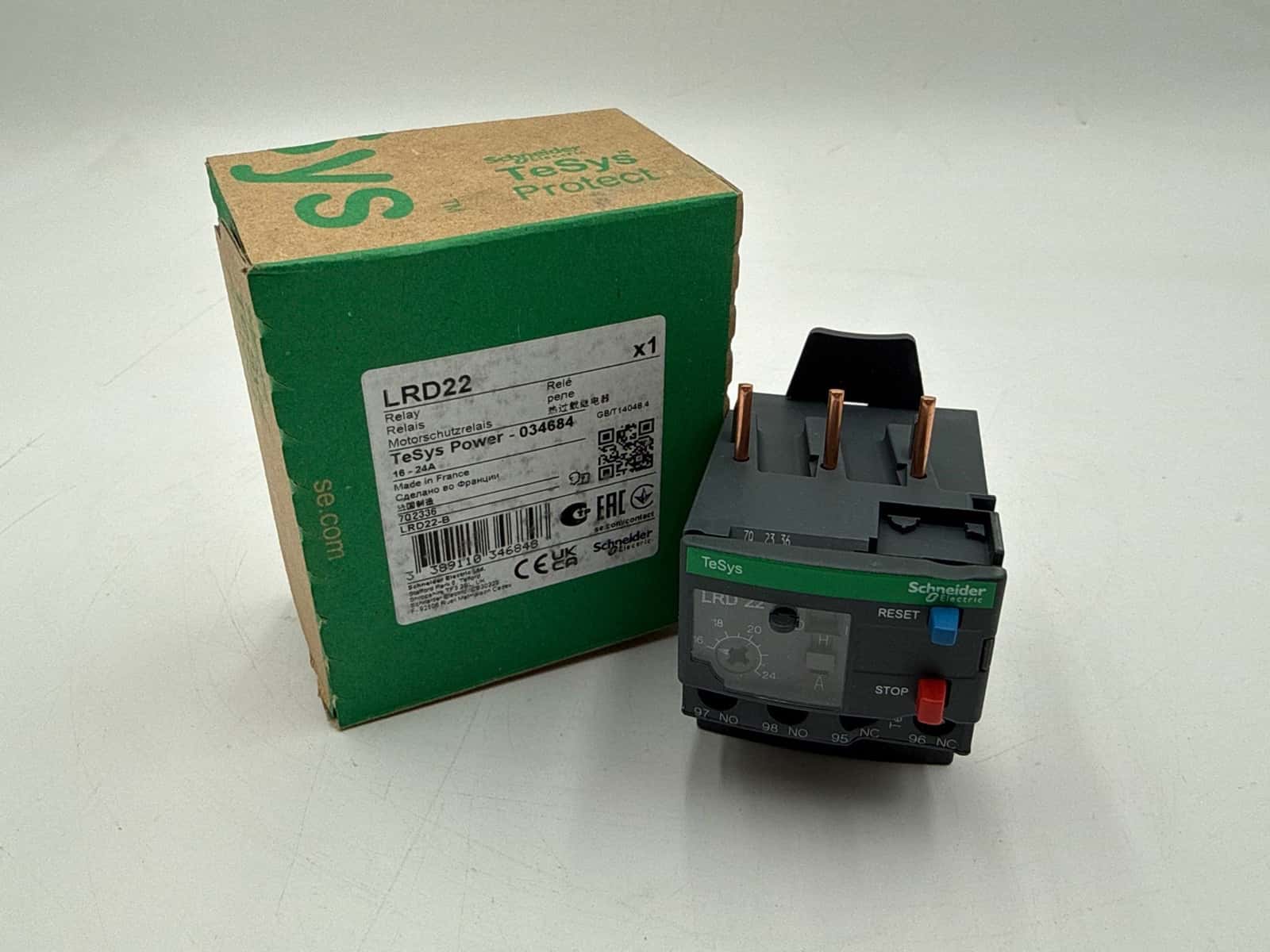 Schneider LRD22 Thermal Overload Relay 16-24A 3P 600V LRD-22 16 Amp - 24 Amp