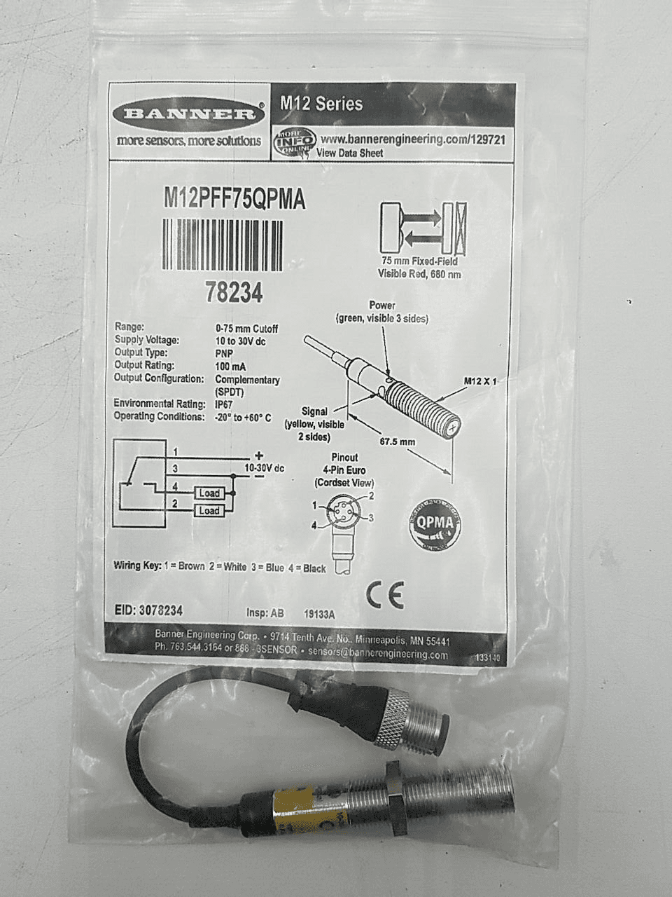 Banner Engineering M12PFF75QPMA Accessory — image 1 of 3