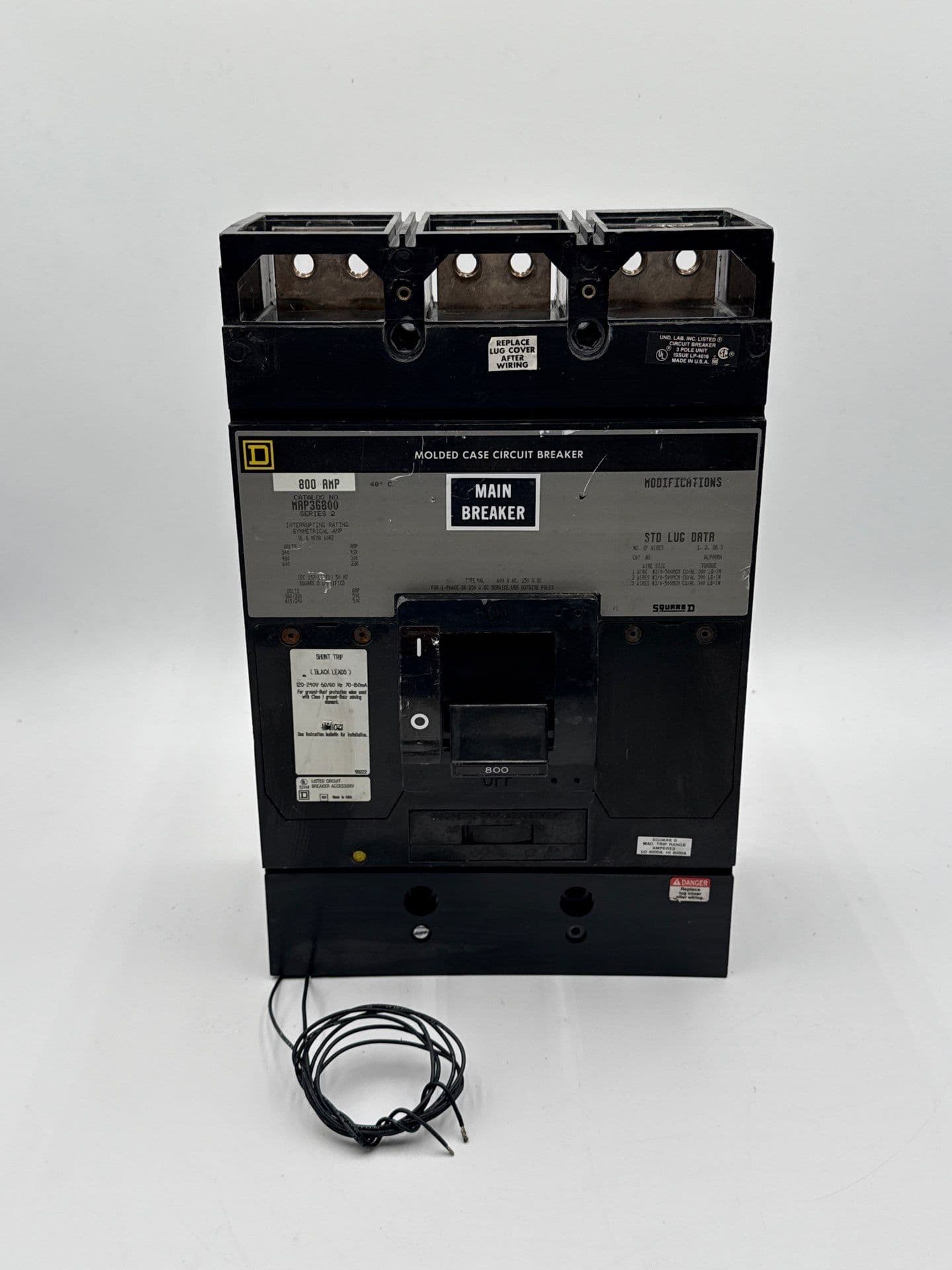 Square D MAP36800 Circuit Breaker 800A 3P 600V Shunt Trip MAP 800 Amp 3 Pole