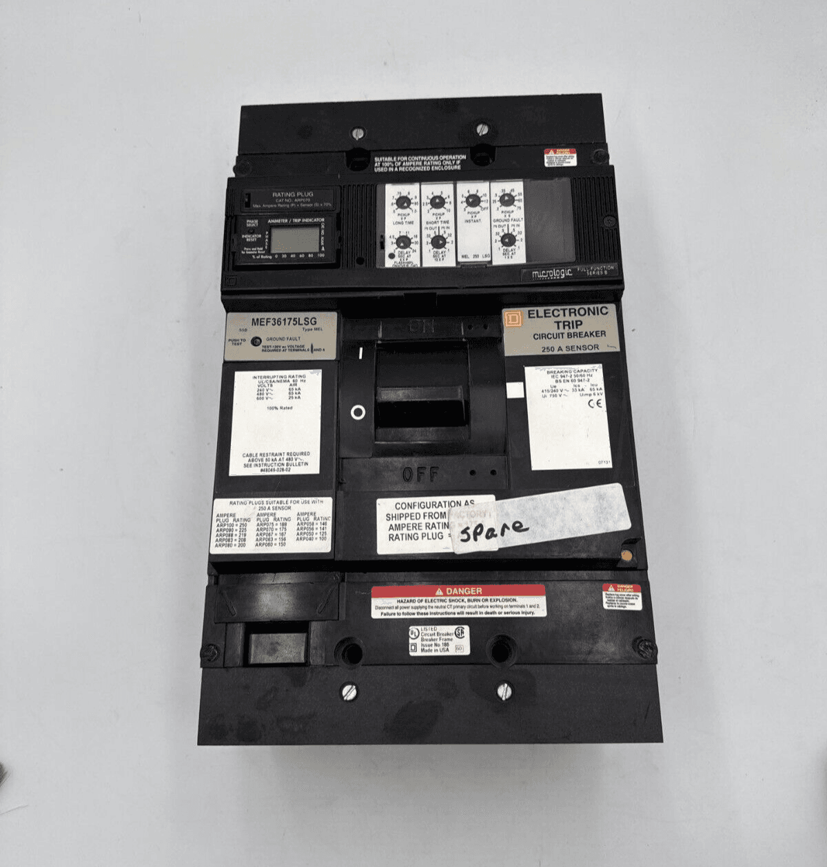 Square D MEF36175LSG Circuit Breaker 175A 3P 600V Micrologic Electronic Trip 175 Amp – image 1